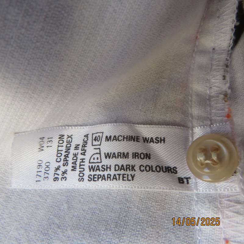 TRUWORTHS warm corded beige-brown and orange stretch cotton striped top. Size 34