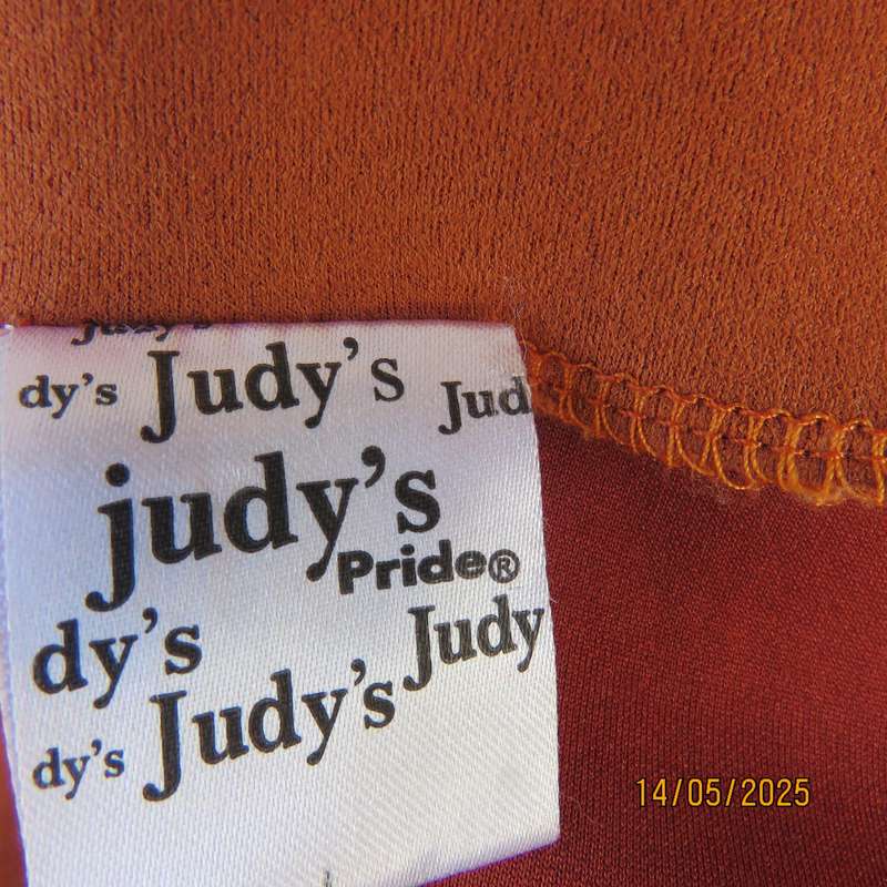 JUDY'S PRIDE burnt orange suede look stretch polyester paneled bodycon skirt. Size 36-38