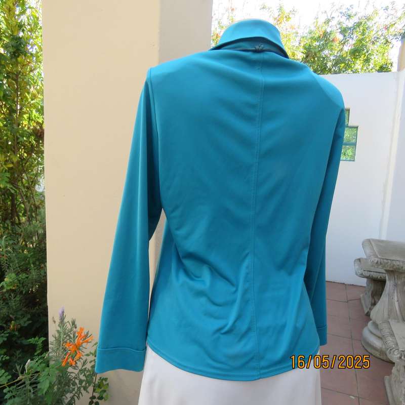 WOOLWORTHS long sleeve jade stretch polyester button down top. Size 36