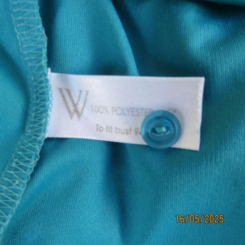 WOOLWORTHS long sleeve jade stretch polyester button down top. Size 36