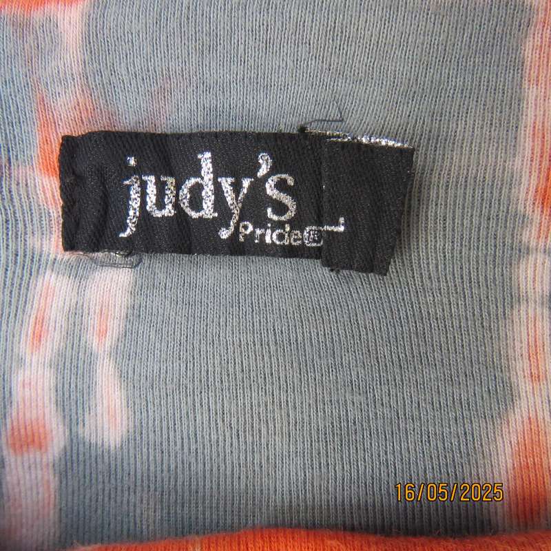 JUDY'S PRIDE half flare tie dyed silvergrey-orange-black cotton skirt. Size 36