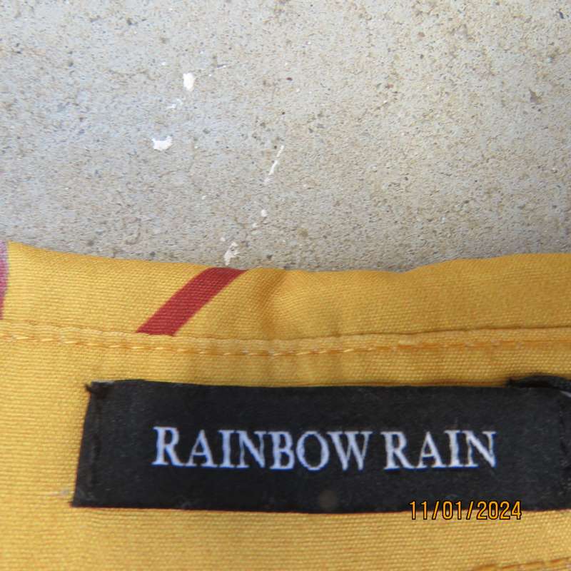 RAINBOW RAIN shirt style rayon stretch dress-top in gold colour-green-maroon-white flowersSize 40