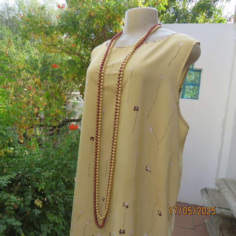 IT'S RACHEL rich cream long shift dress from Australia with brown-ecru-pink border.Size 44