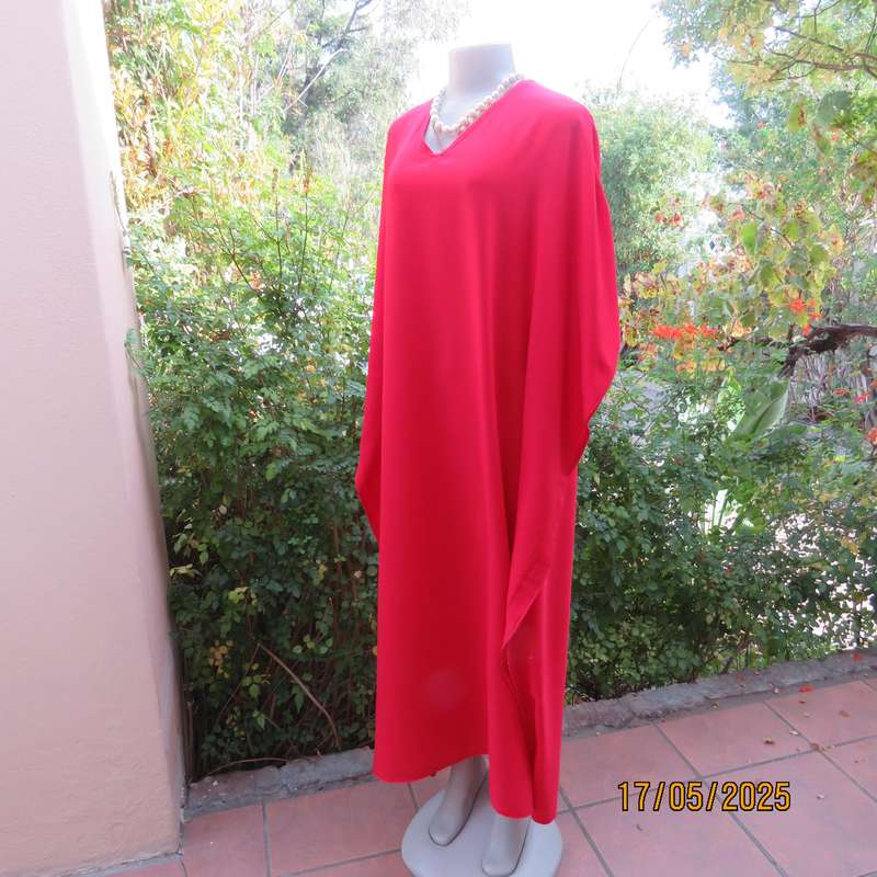 Boutique made cherry red wide loose slip over dress from size 42 to 52.