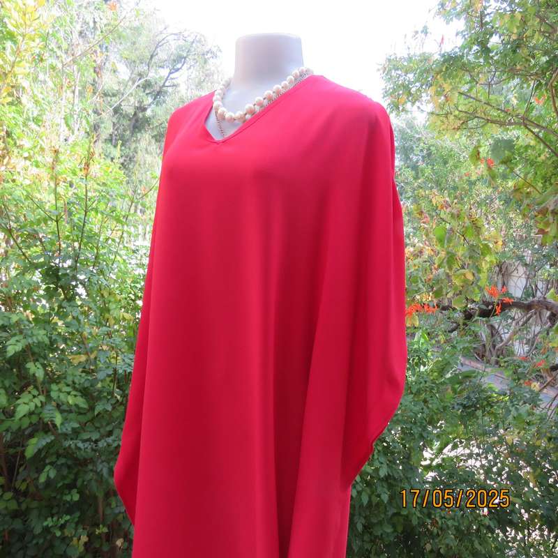 Boutique made cherry red wide loose slip over dress from size 42 to 52.