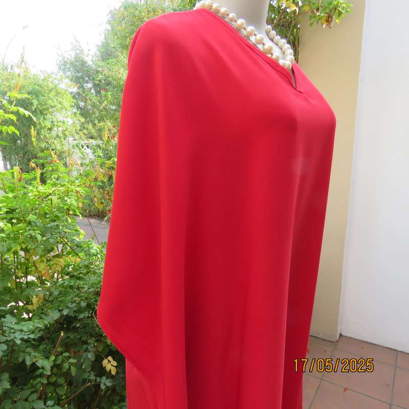 Boutique made cherry red wide loose slip over dress from size 42 to 52.