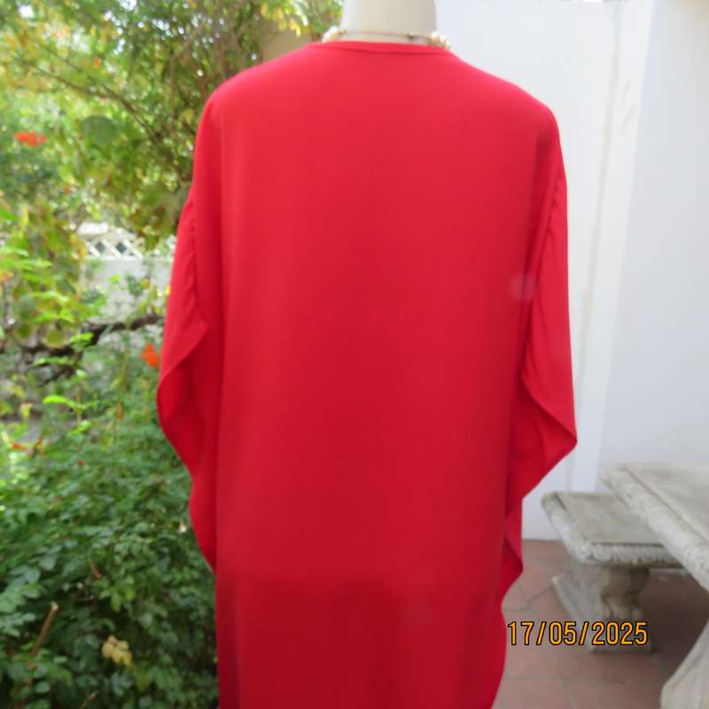Boutique made cherry red wide loose slip over dress from size 42 to 52.