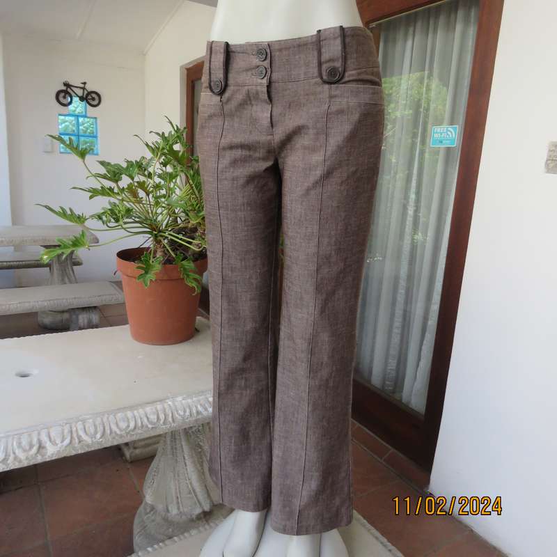 TRUWORTHS fashion pants in polycotton stretch mottled brown-beige fabric.Size 36. Very good cond.