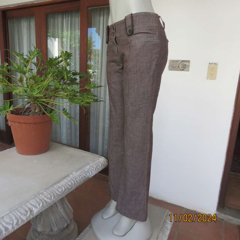 TRUWORTHS fashion pants in polycotton stretch mottled brown-beige fabric.Size 36. Very good cond.