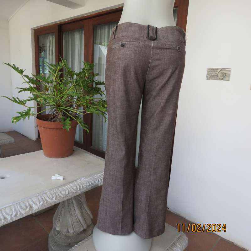 TRUWORTHS fashion pants in polycotton stretch mottled brown-beige fabric.Size 36. Very good cond.
