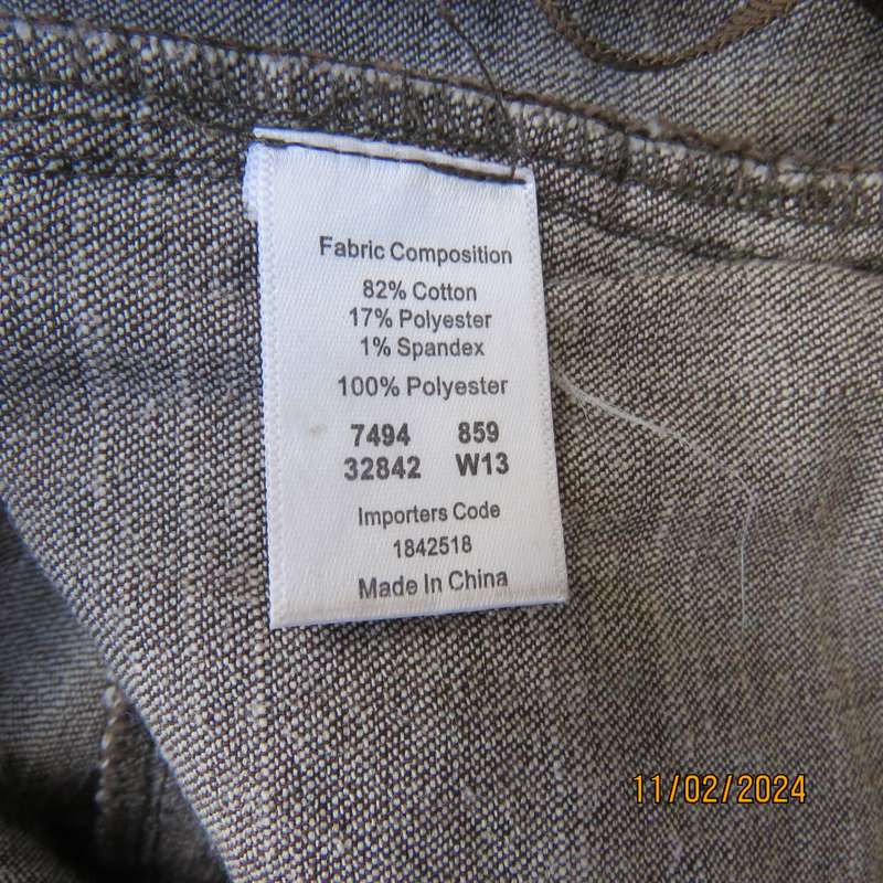 TRUWORTHS fashion pants in polycotton stretch mottled brown-beige fabric.Size 36. Very good cond.