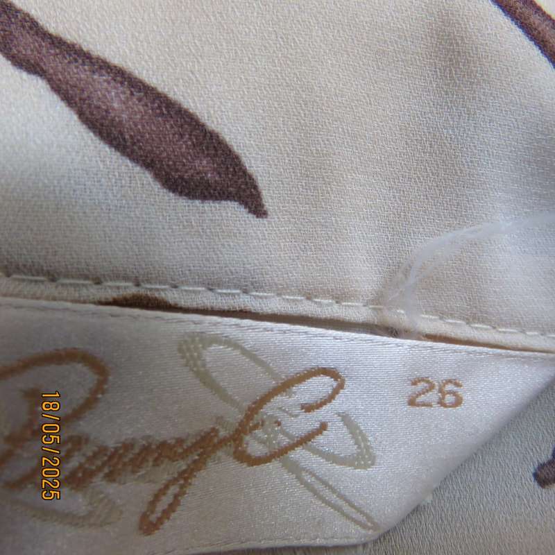 PENNY C rich cream with brown floral pattern long sleeve top. Size 48-50