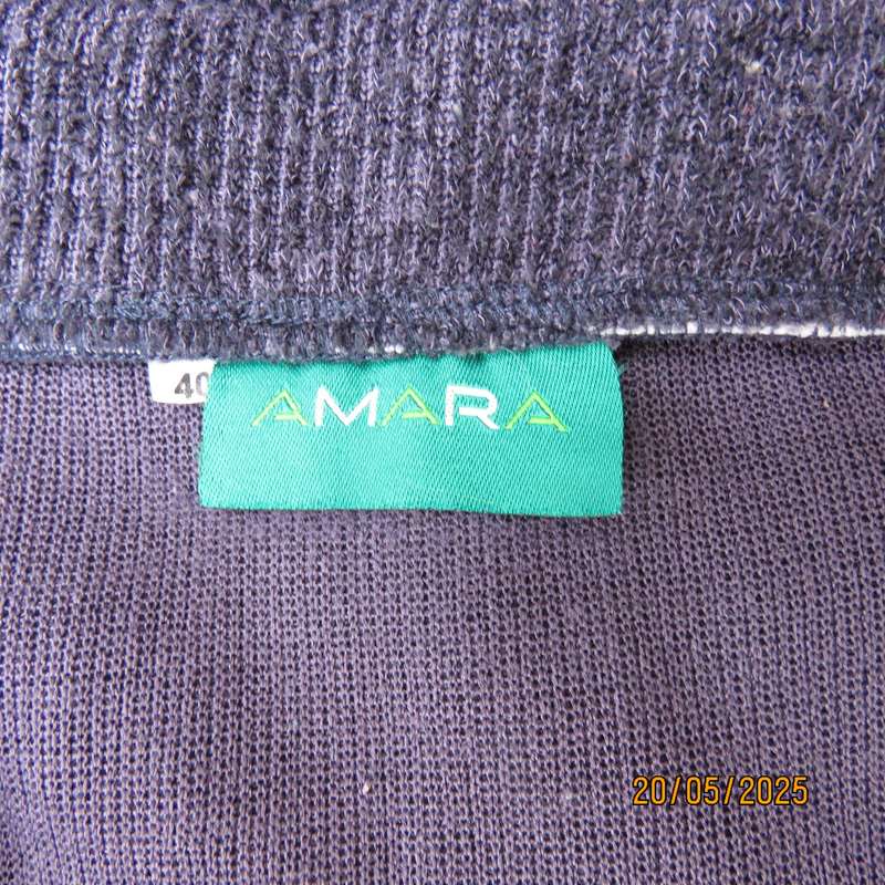 Ribbed navy woven stretch polyester bodycon skirt. Elasticated waist. By AMARA size 36-38
