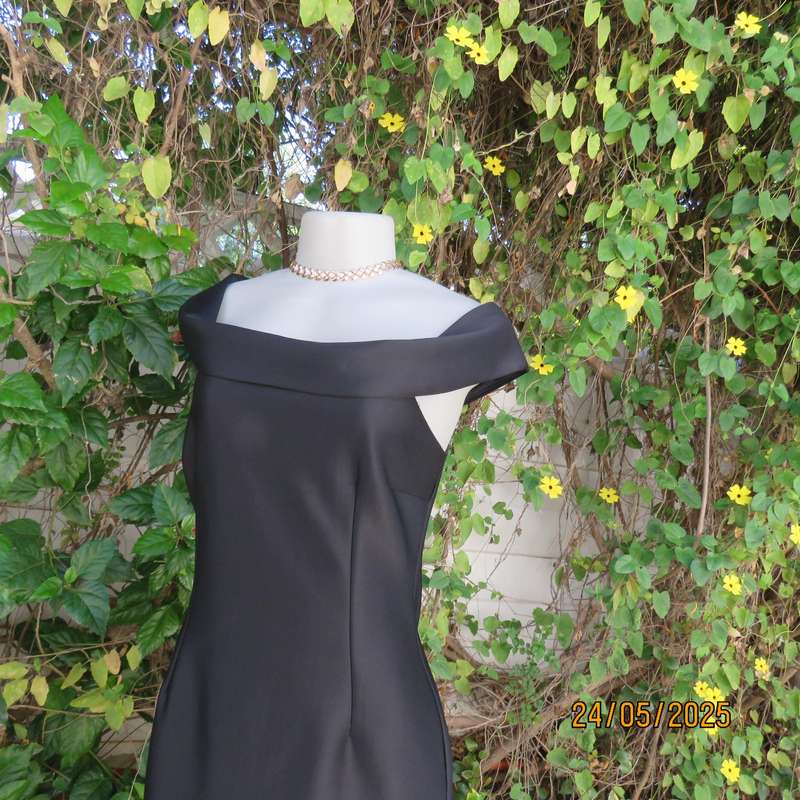 FOSHINI sleek black heavy stretch polyester sleeveless dress. Foldover neckline. Size 36