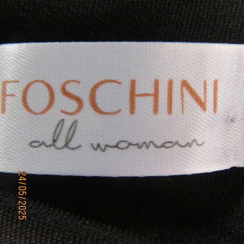 FOSHINI sleek black heavy stretch polyester sleeveless dress. Foldover neckline. Size 36