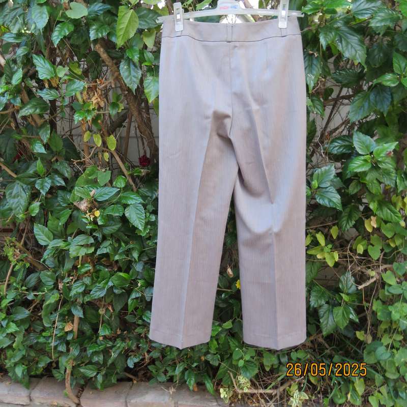 WOOLWORTHS beige dress pants in herringbone pattern. Polyester-rayon stretch. Size 32