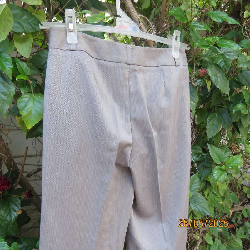 WOOLWORTHS beige dress pants in herringbone pattern. Polyester-rayon stretch. Size 32