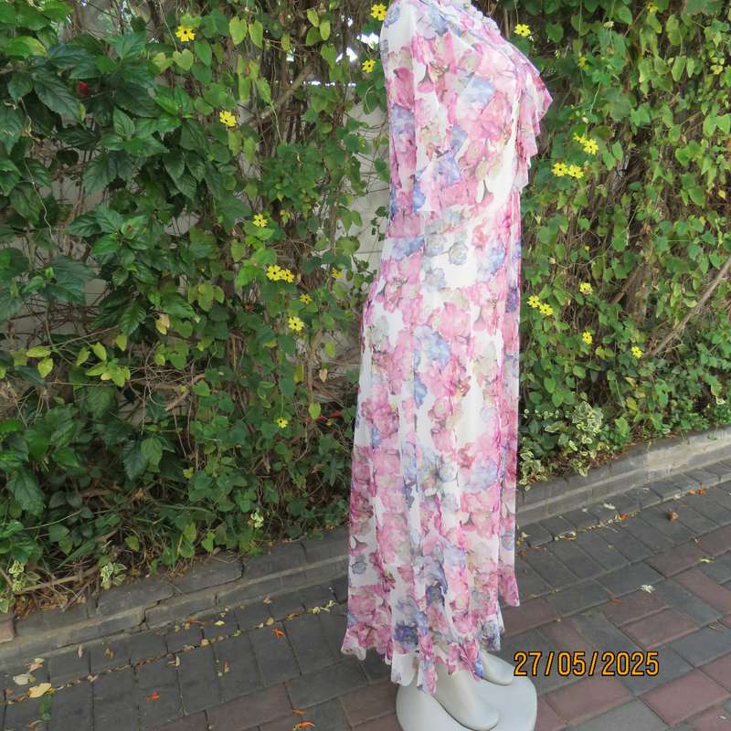 KELSO special occasion ankle length ladylike sheer polyester dress-loose underdress. Size 38