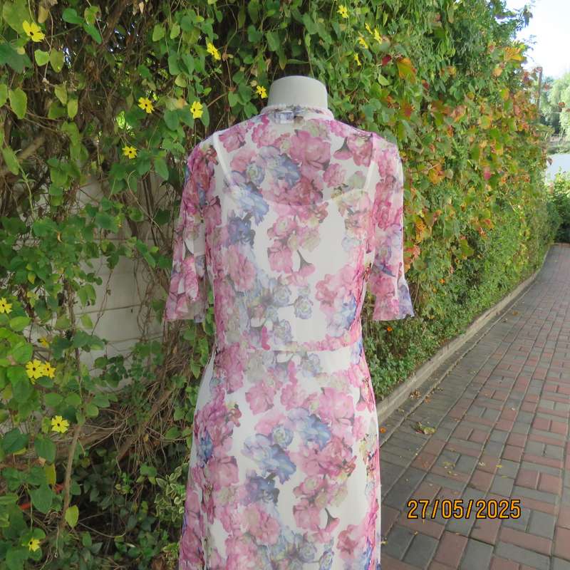 KELSO special occasion ankle length ladylike sheer polyester dress-loose underdress. Size 38