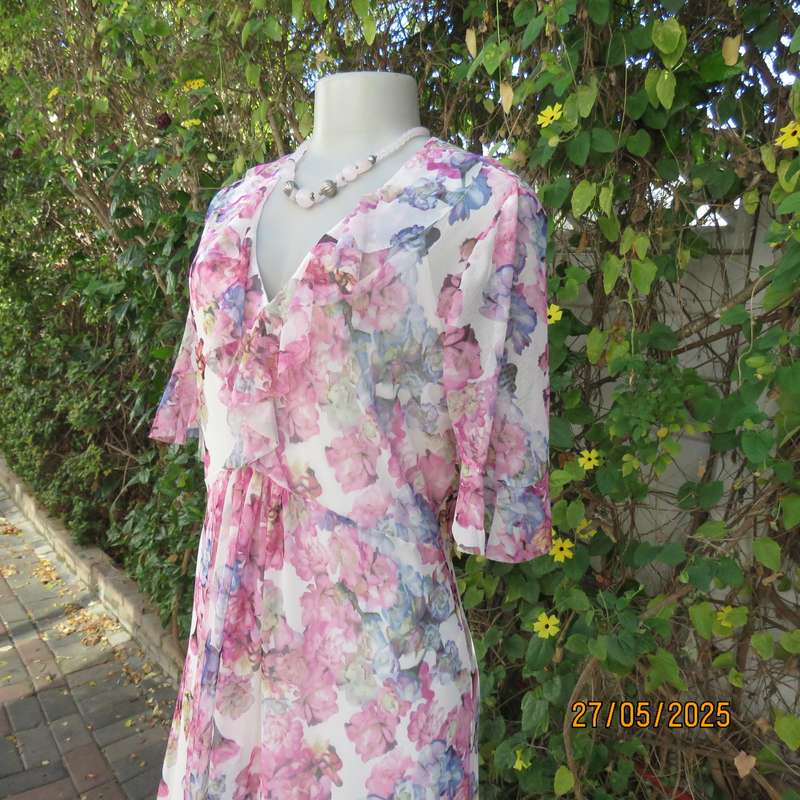 KELSO special occasion ankle length ladylike sheer polyester dress-loose underdress. Size 38