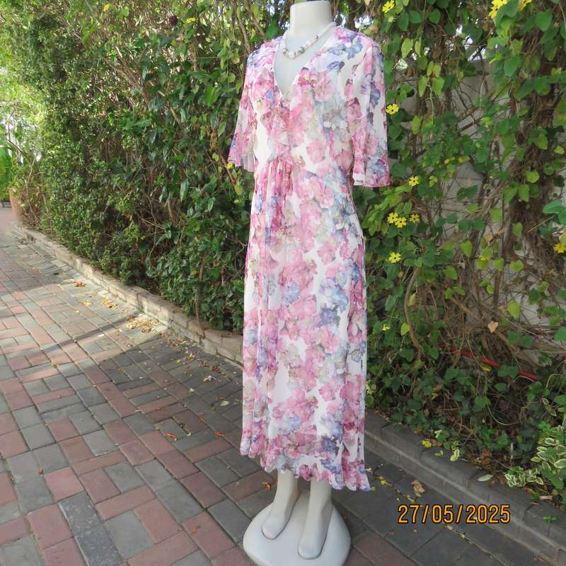 KELSO special occasion ankle length ladylike sheer polyester dress-loose underdress. Size 38