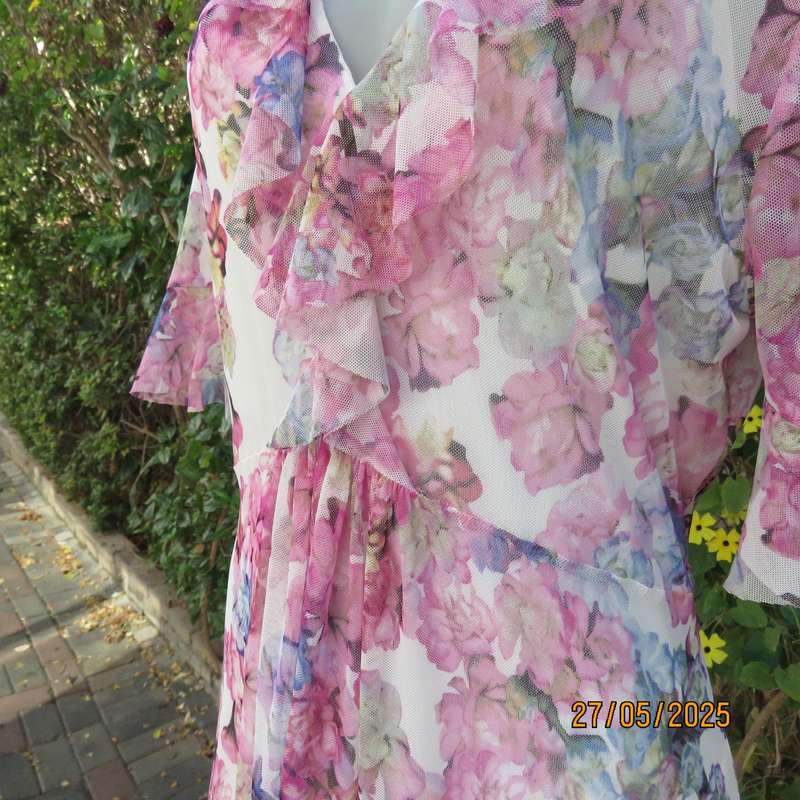 KELSO special occasion ankle length ladylike sheer polyester dress-loose underdress. Size 38