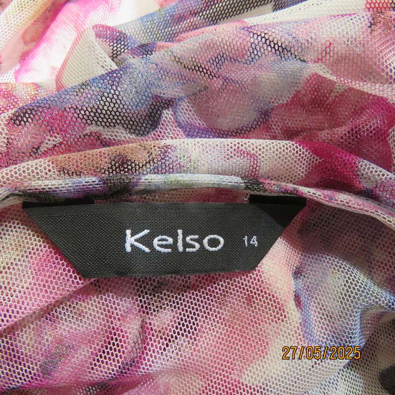 KELSO special occasion ankle length ladylike sheer polyester dress-loose underdress. Size 38