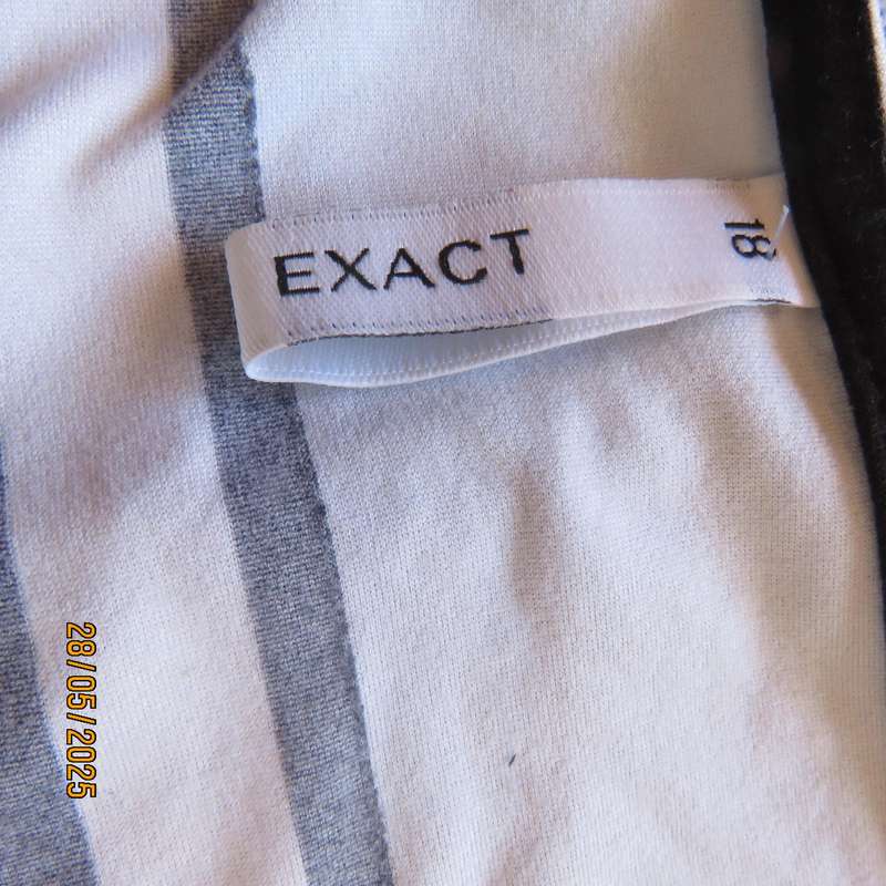 EXACT horizontal striped slip over stretch polyester dress in black-white-brown-blue. Size 42