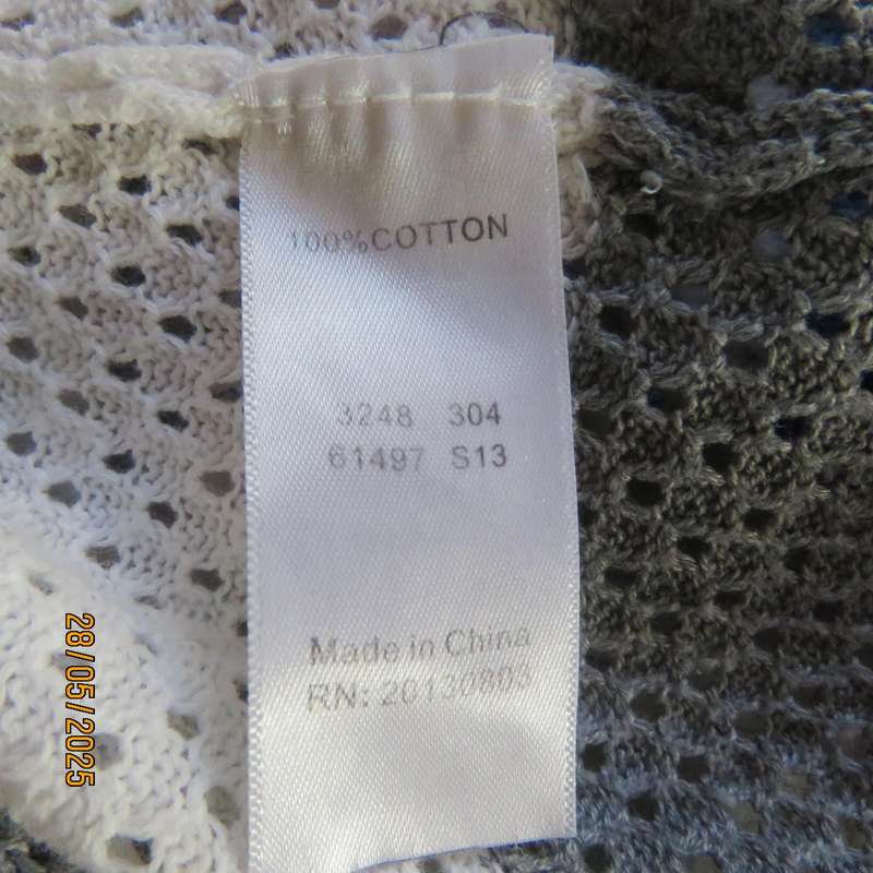 TRUWORTHS 100% cotton knit grey-white horizontal striped top. Size 34 to 36