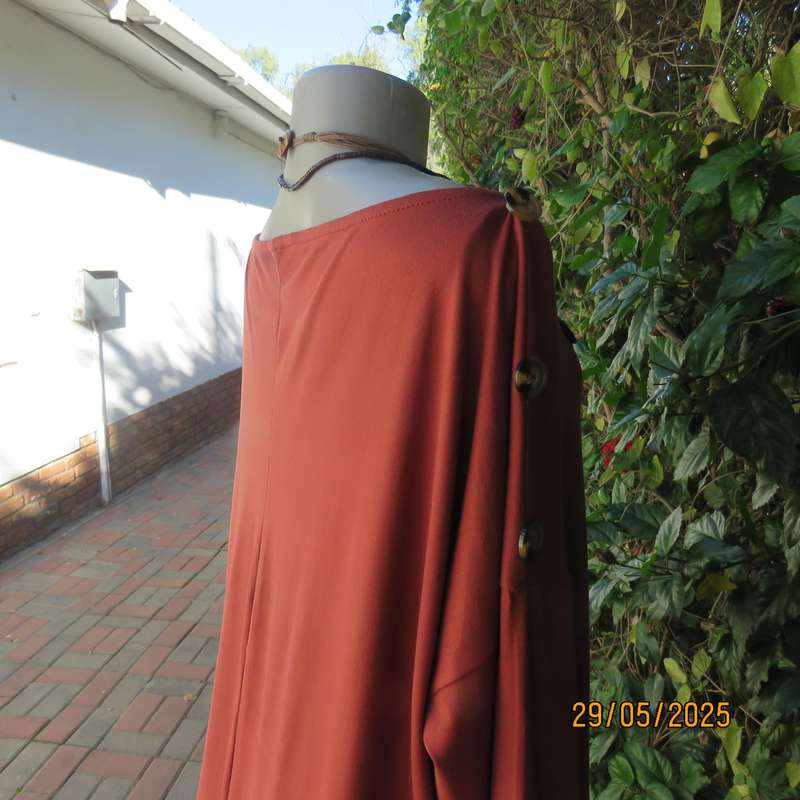 Oversized dark burnt orange long sleeve soft stretch polyester top size 46