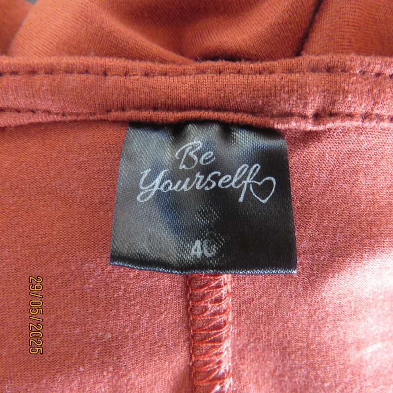 Oversized dark burnt orange long sleeve soft stretch polyester top size 46
