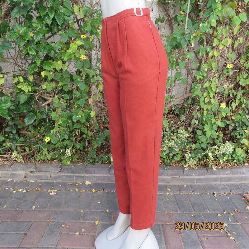SPORTS CAR high quality rust colour tapered leg warm wash and care pants. Size 12