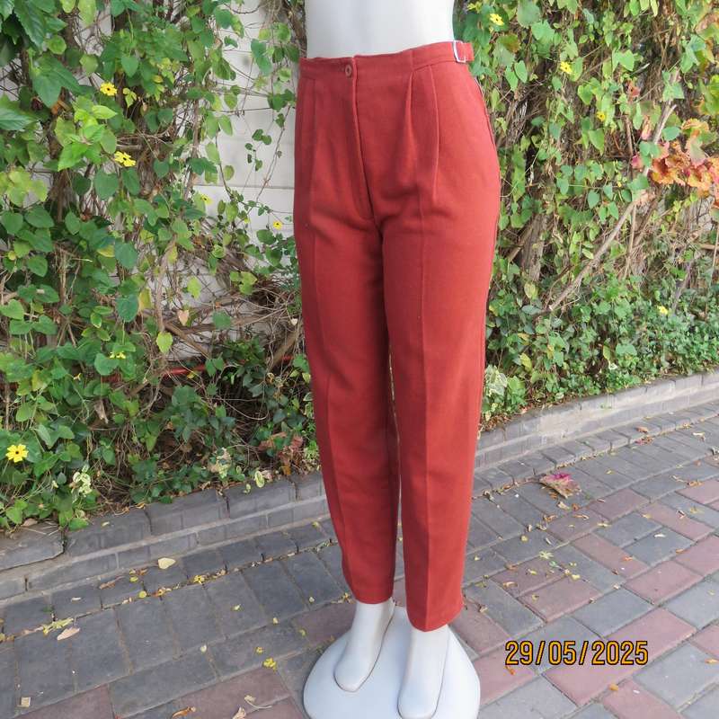 SPORTS CAR high quality rust colour tapered leg warm wash and care pants. Size 12