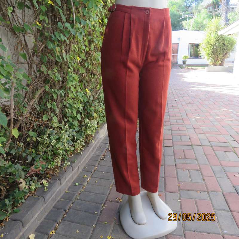SPORTS CAR high quality rust colour tapered leg warm wash and care pants. Size 12