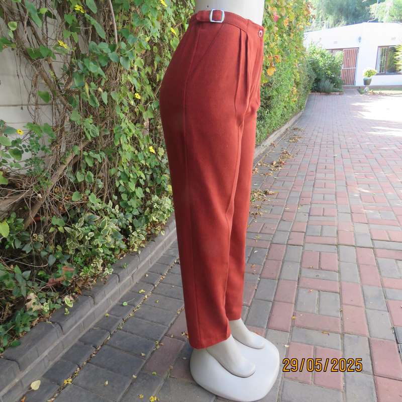 SPORTS CAR high quality rust colour tapered leg warm wash and care pants. Size 12