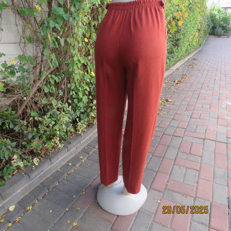 SPORTS CAR high quality rust colour tapered leg warm wash and care pants. Size 12