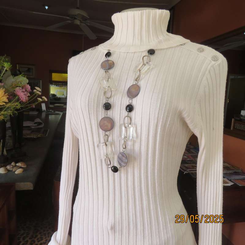 OBR light cream acrylic-cotton rib knit pullover jumper. Poloneck. Size 40