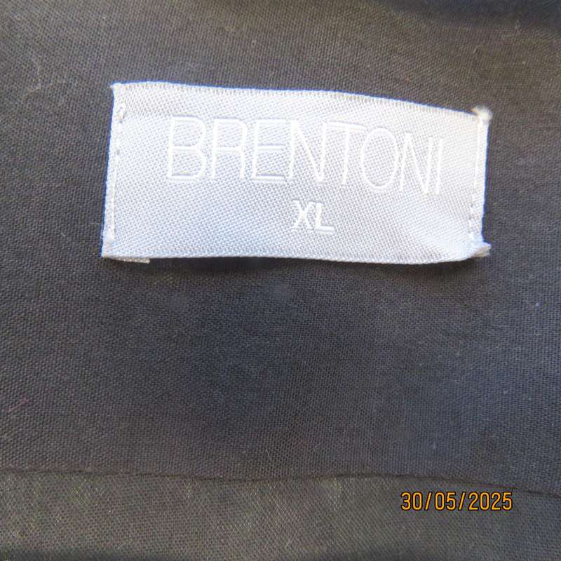 BRENTONI ebony black long sleeve men's shirt size Medium. Free Rapallo tie.