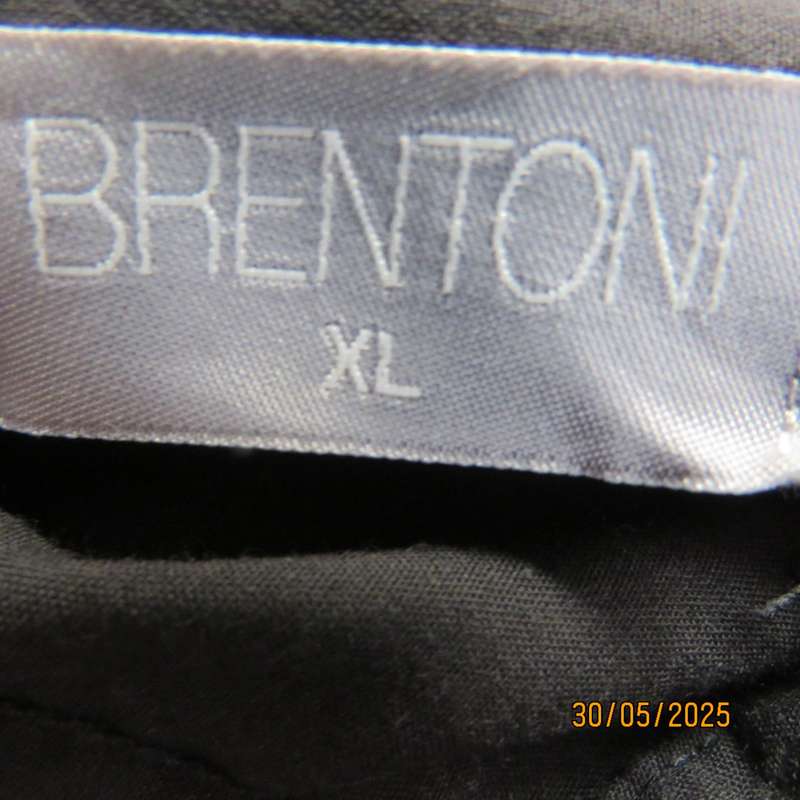 BRENTONI ebony black long sleeve men's shirt size Medium. Free Rapallo tie.