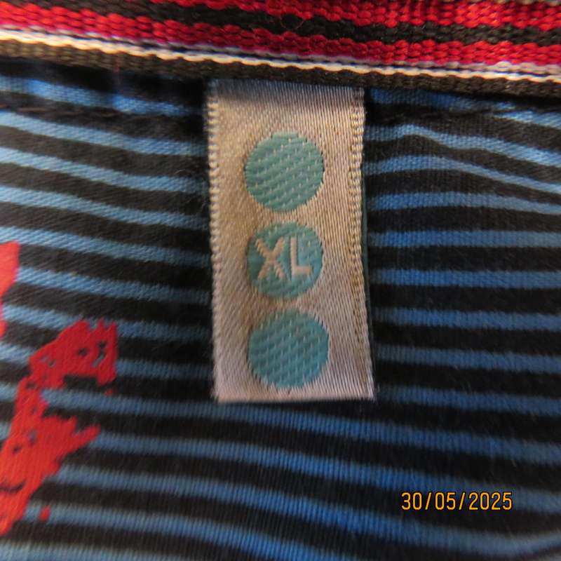 IDENTITY casual black-jade vertical striped short sleeve stretch cotton shirt size Large