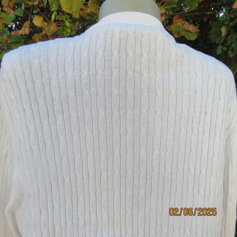 PRINGLE of Scotland 100% cotton cable knit long sleeve button down size 42 cardigan