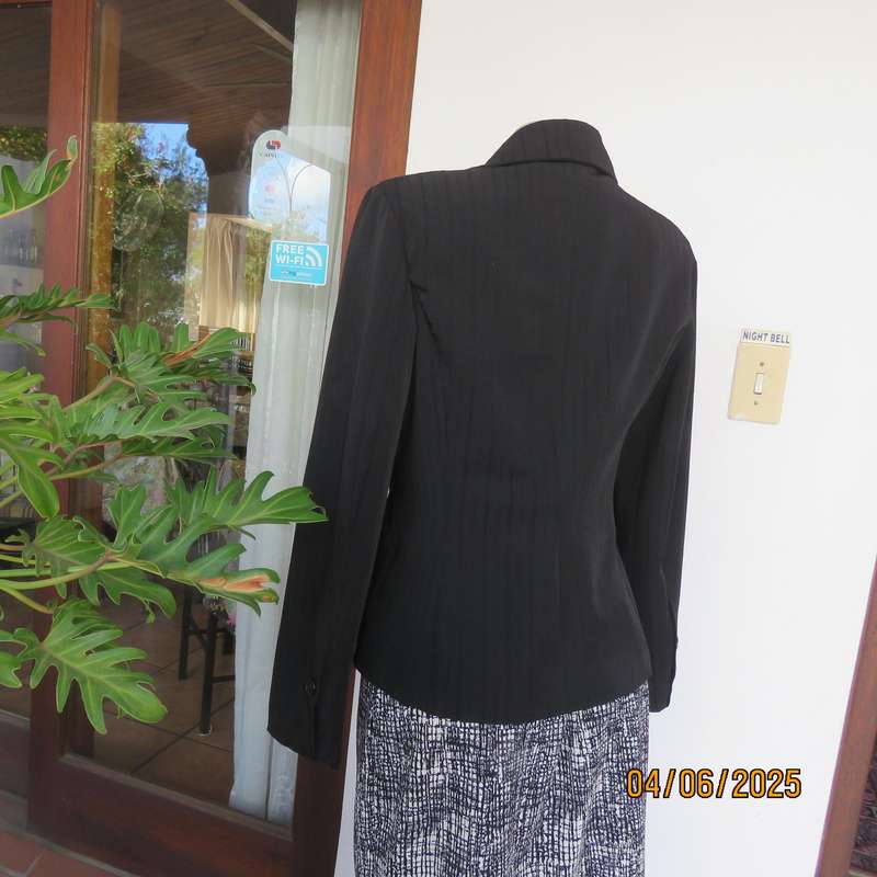 KELSO black size 36 partly lined striped embossed stretch polyester long sleeve jacket.