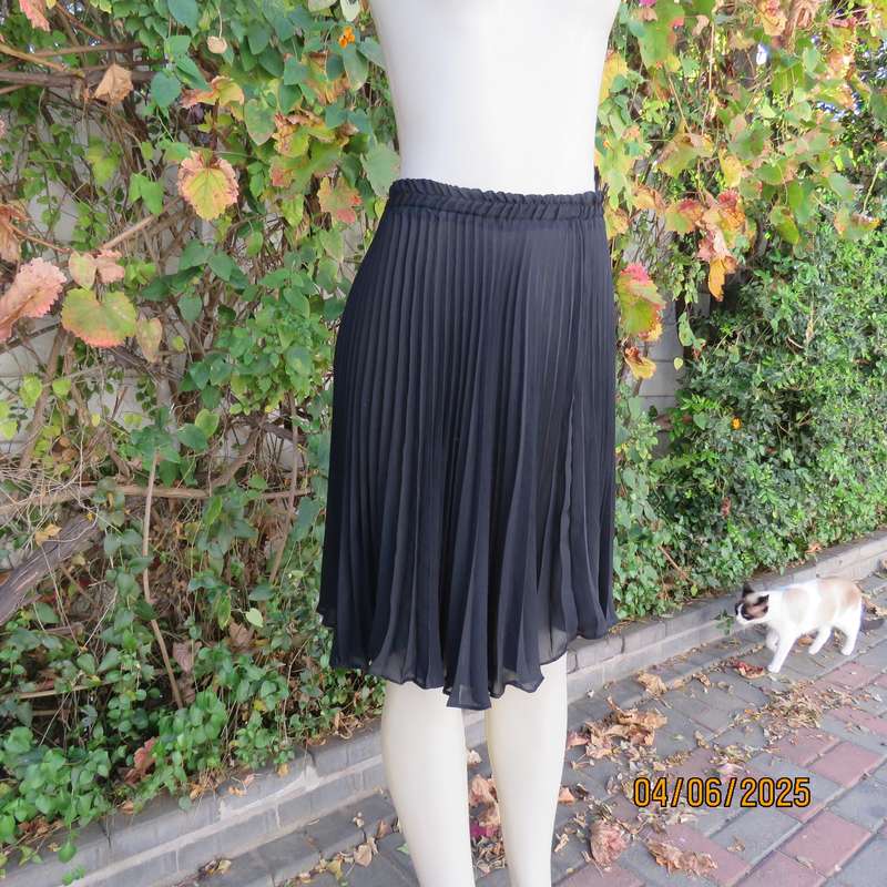 CASHWORTHS sheer polyester black permanent pleated skirt. Size 30. Elastic waist.