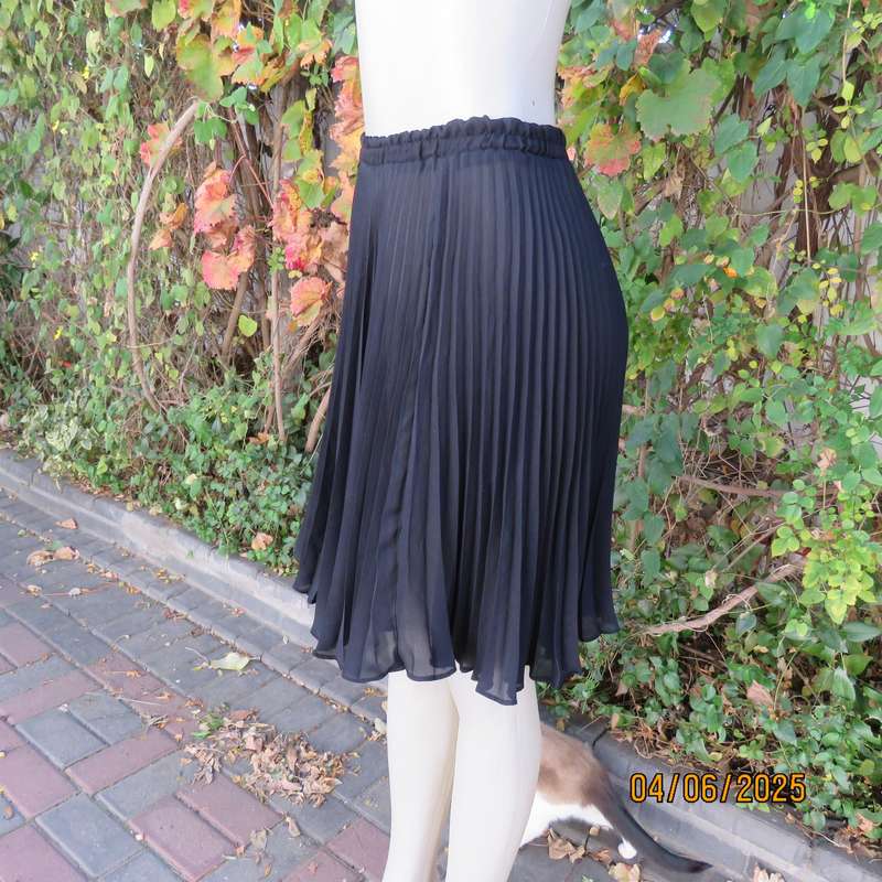 CASHWORTHS sheer polyester black permanent pleated skirt. Size 30. Elastic waist.