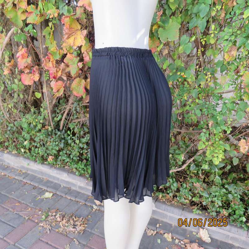 CASHWORTHS sheer polyester black permanent pleated skirt. Size 30. Elastic waist.