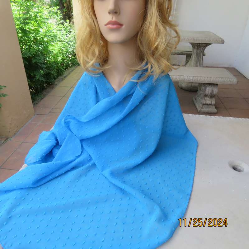 Fabulous cobalt blue sheer polyester scarf with embossed dots. 1.60cm x 52cm. New item.