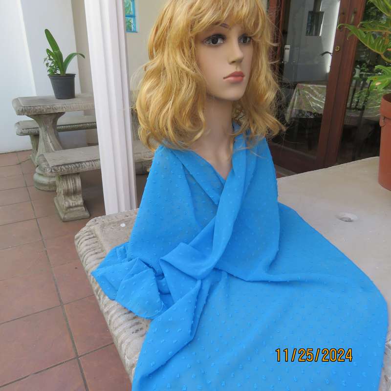 Fabulous cobalt blue sheer polyester scarf with embossed dots. 1.60cm x 52cm. New item.