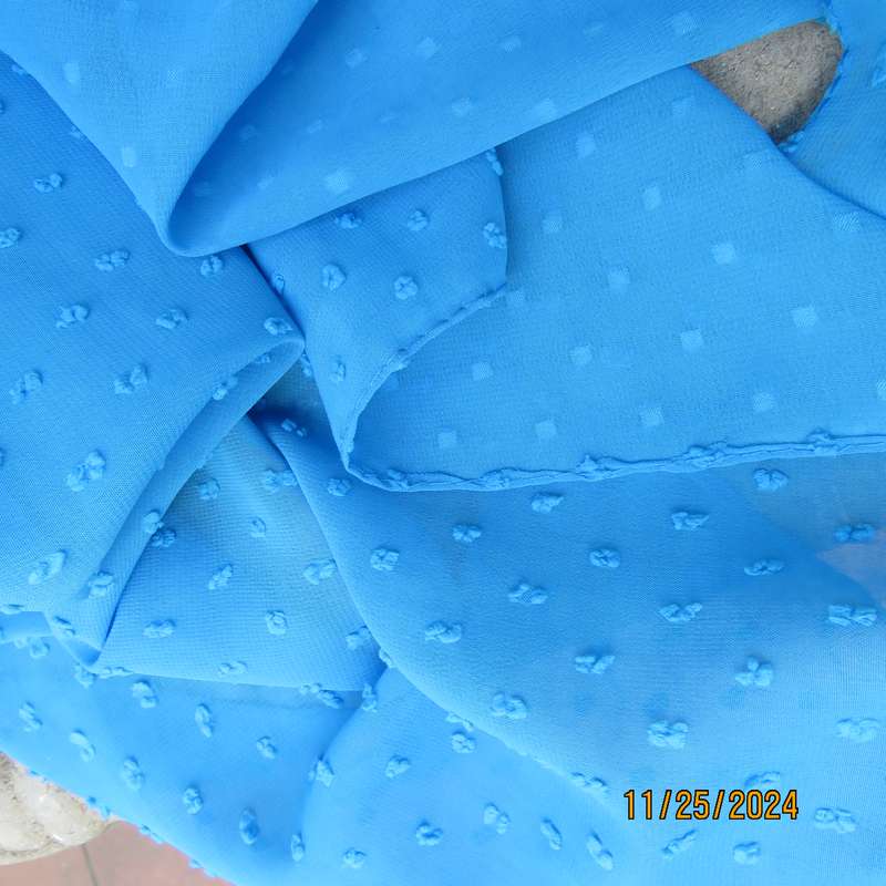 Fabulous cobalt blue sheer polyester scarf with embossed dots. 1.60cm x 52cm. New item.
