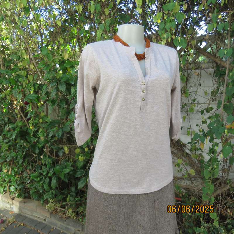 OR stretch polycotton slip over ecru-cream mottled top size 36-12. As new