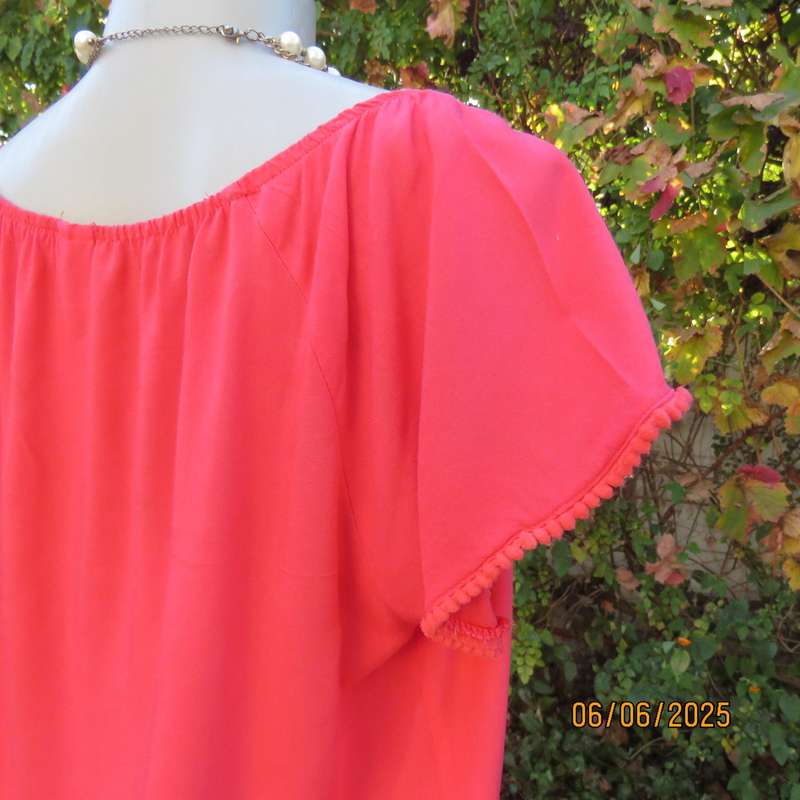 Crimson capped sleeve slip over viscose top size 36 in blouson style,